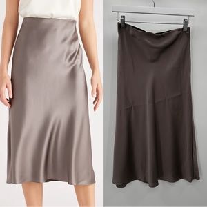 Quince Grey 100% Silk Washable Midi Skirt Size Small
